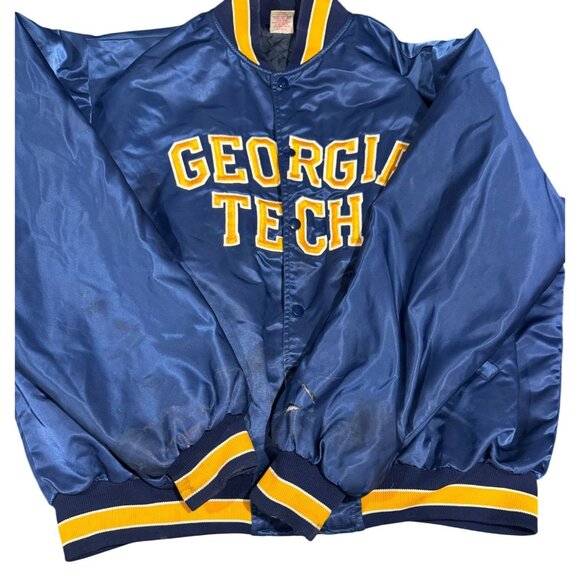 Vintage Georgia Tech Blue Yellow Stain Jacket Bomber Made In USA Size XXL |01 - Picture 7 of 8